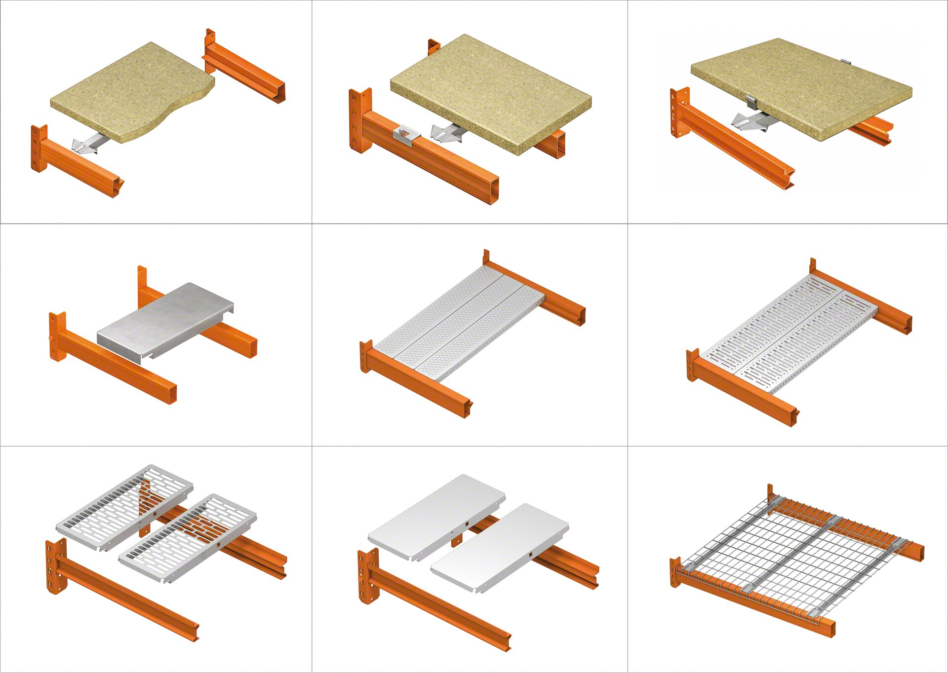 As estruturas porta paletes podem ser equipadas com uma vasta gama de prateleiras